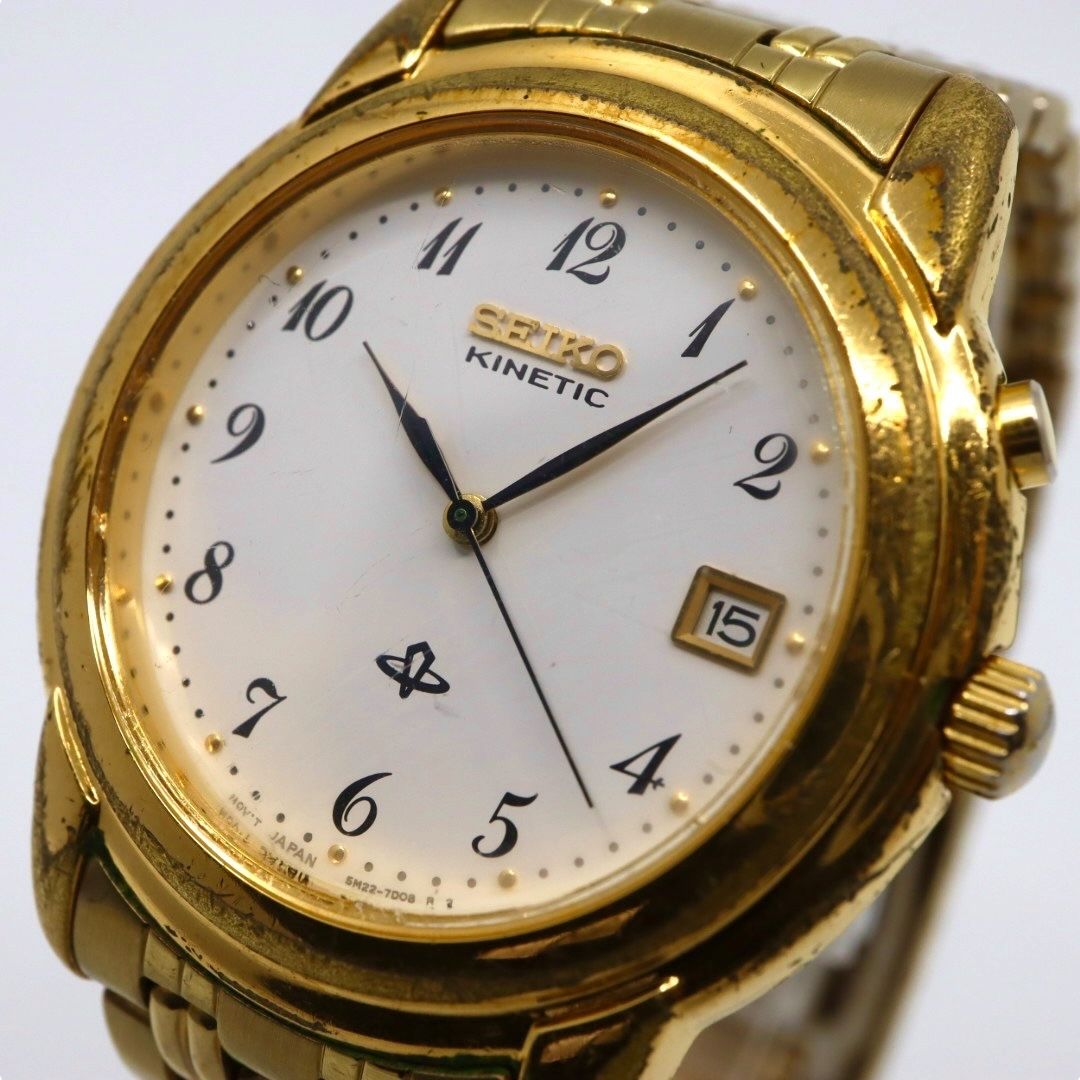 KINETIC 5M22-7B40 セイコー SEIKO DATE PLATED MEN