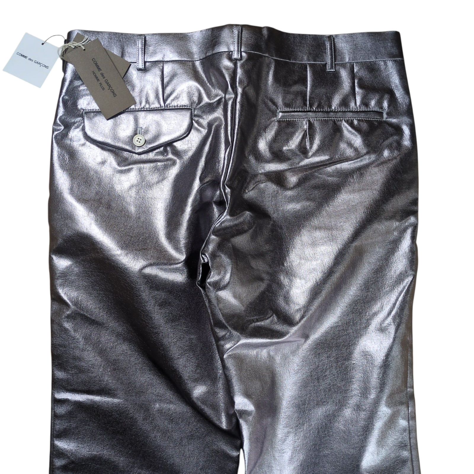 COMME des GARCONS HOMME PLUS 2021 SS Metal Outlaw Silver Coating Side Zip Pants ユニセックス対応 重ね着