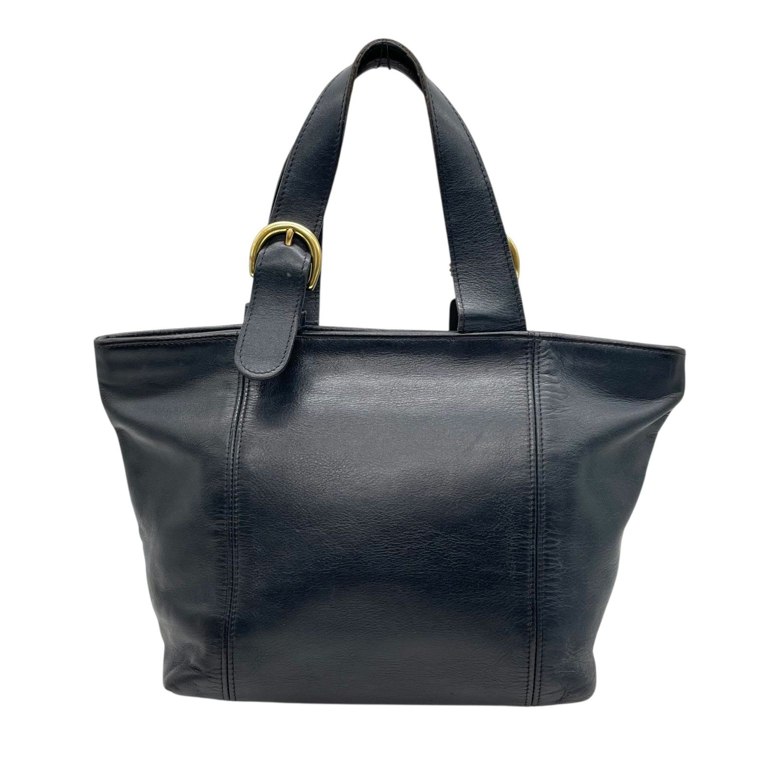 コーチ ゴールド金具 ロゴ レザー チャーム付 トートバッグ ネイビー コーチ COACH オールドコーチ ハンドバッグ ミニトートバッグ 紺