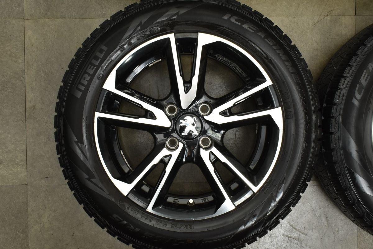 程度良好 ユーロテック 15 in 6 J 25 PCD 108 ピレリ アイスアシンメトリコ 185 65 R PEUGEOT プジョー 208 301 シトロエン C 3