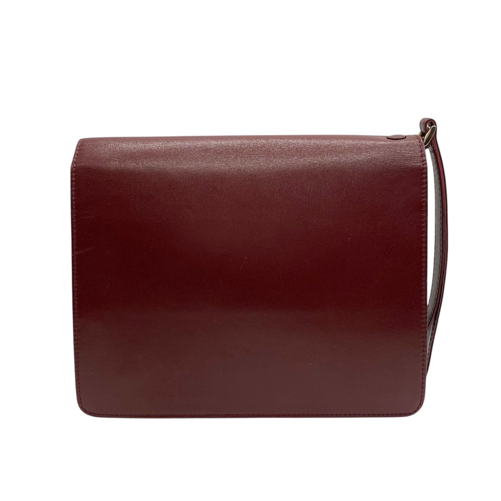 Cartier カルティエ ボルドー レザー クラッチバッグ ゴールドロゴ