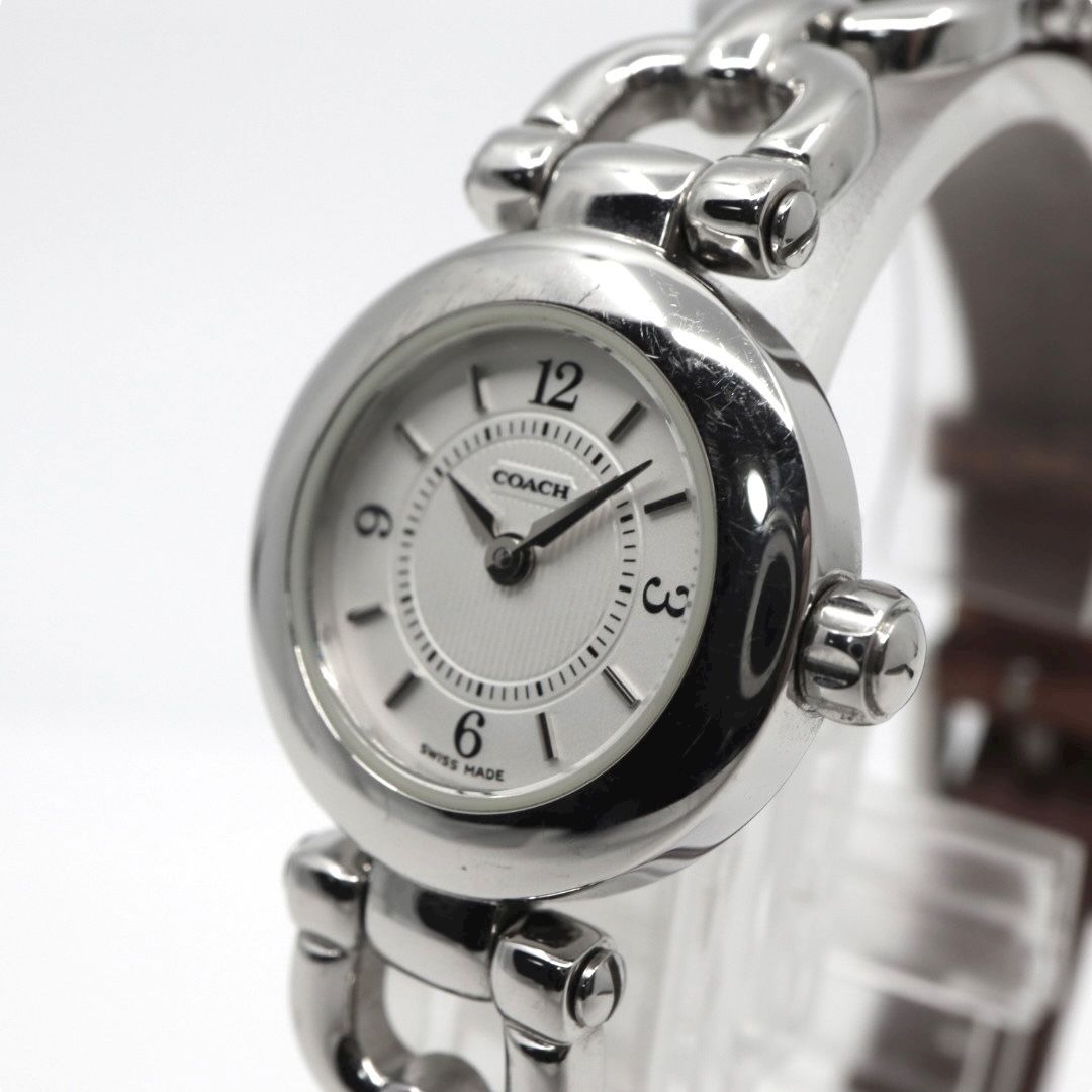 コーチ COACH 腕時計 レディース クォーツ 白文字盤 シルバー レザー