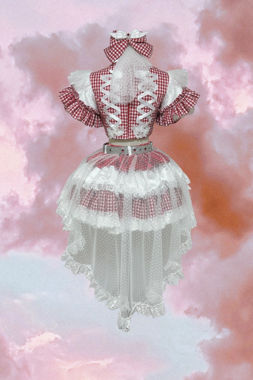 アイドル衣装 コンカフェ衣装 赤 白 付き