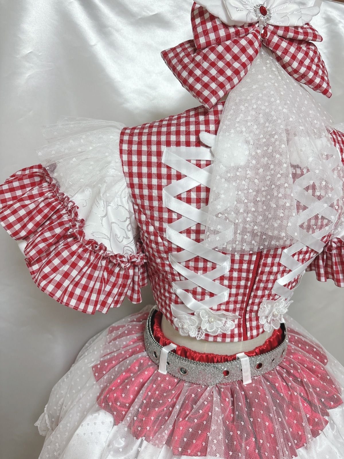  アイドル衣装 コンカフェ衣装 赤 白 付き セットアップ ファッション