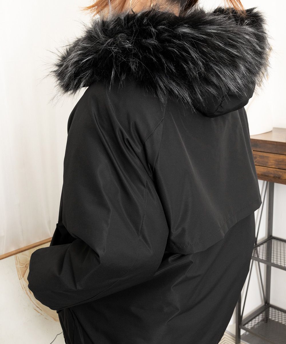 中綿ショートコートファー付きコート