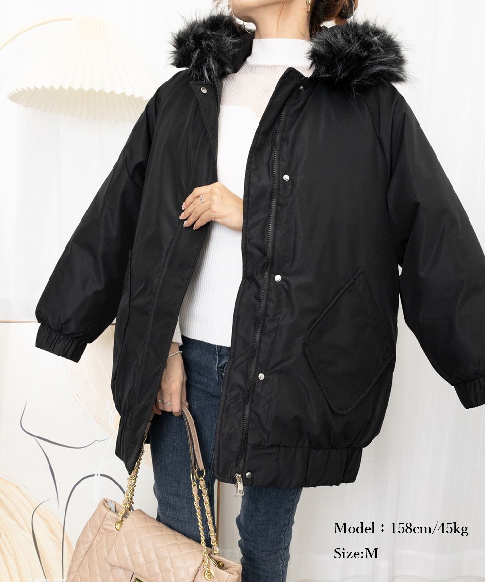 中綿ショートコートファー付きコート