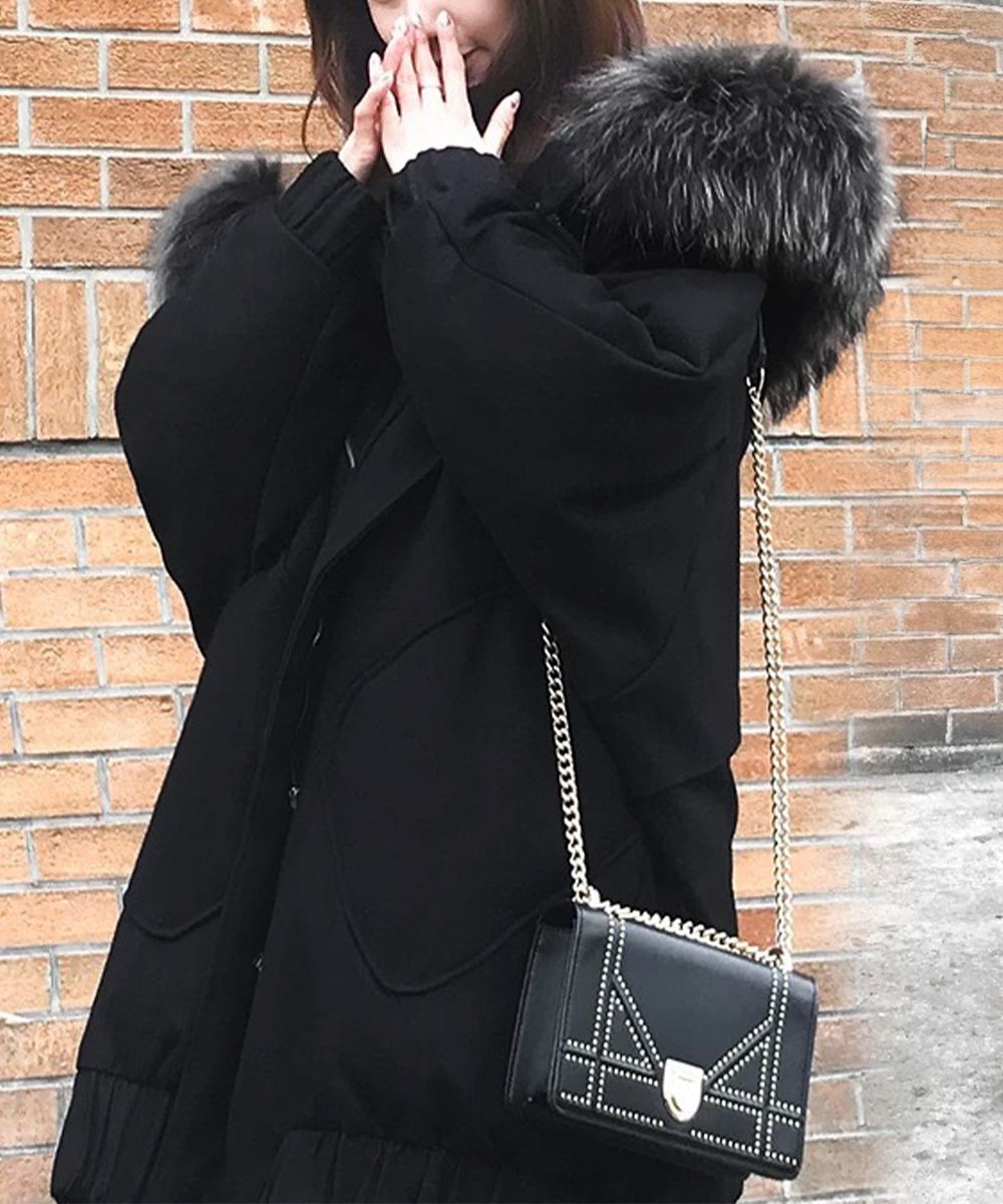 中綿ショートコートファー付きコート