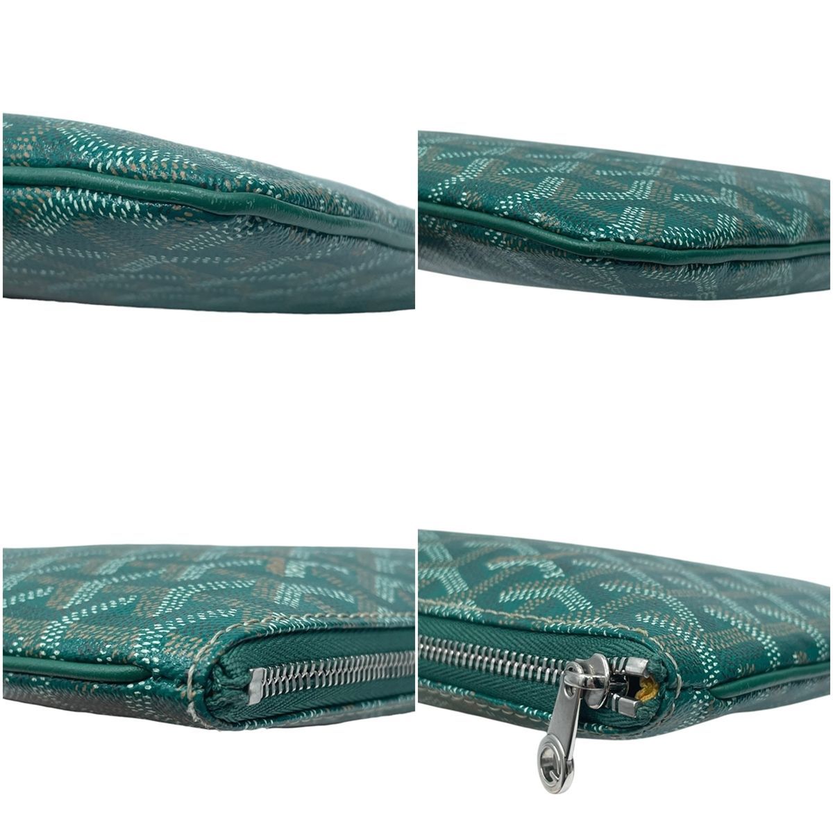 中古】 GOYARD ゴヤール セナMM クラッチバッグ グリーン ヘリンボーン