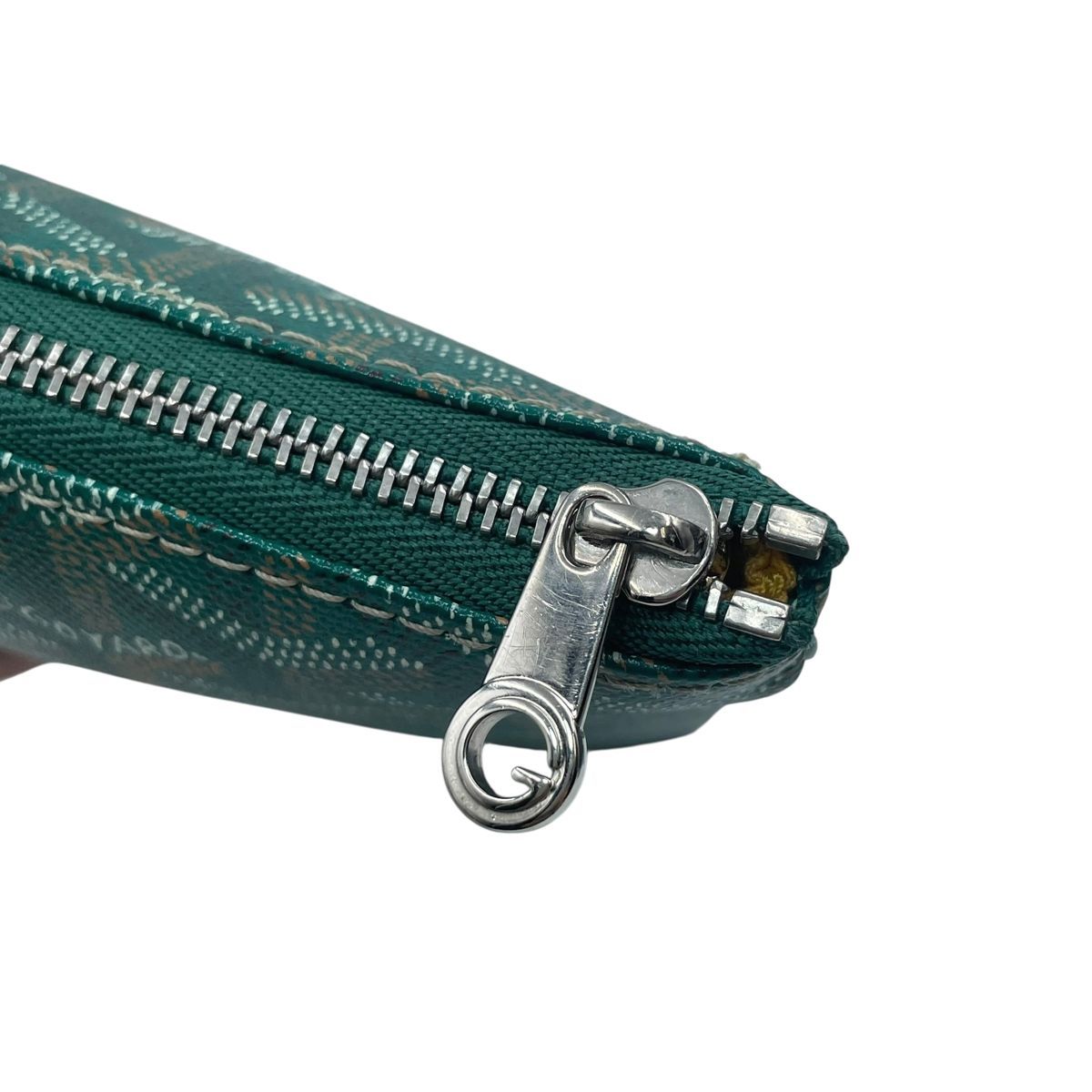 中古】 GOYARD ゴヤール セナMM クラッチバッグ グリーン ヘリンボーン