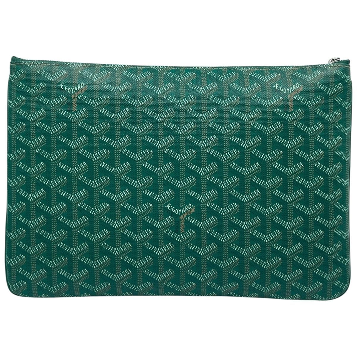 GOYARD ゴヤール セナMM クラッチバッグ グリーン ヘリンボーン柄 フラット カードポケットあり MK