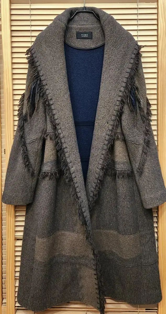 TIME タイム ブラウン フリンジ ロング コート