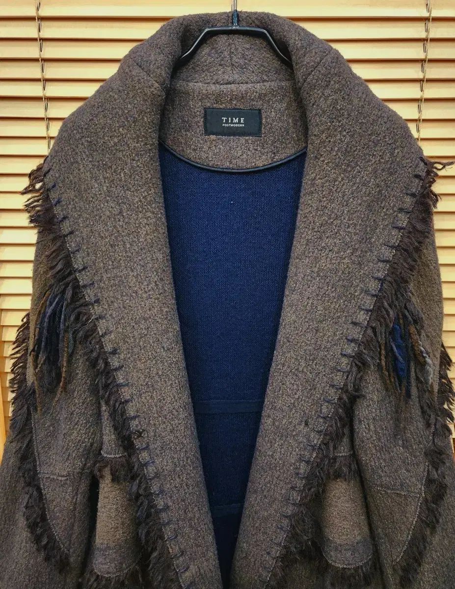 TIME タイム ブラウン フリンジ ロング コート