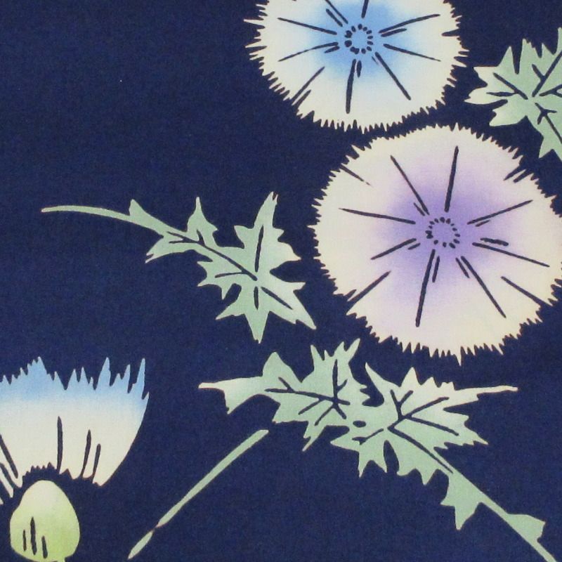 検定 浴衣地 注染 綿 38 cm巾 12 m 浴衣反 ゆかた地 浴衣 反物 ネイビーブルー