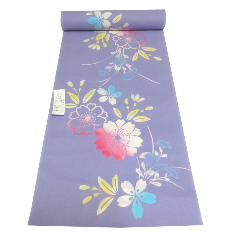 検定 浴衣地 注染 綿 38 cm巾 12 m 浴衣反 ゆかた地 浴衣 反物 薄藤色