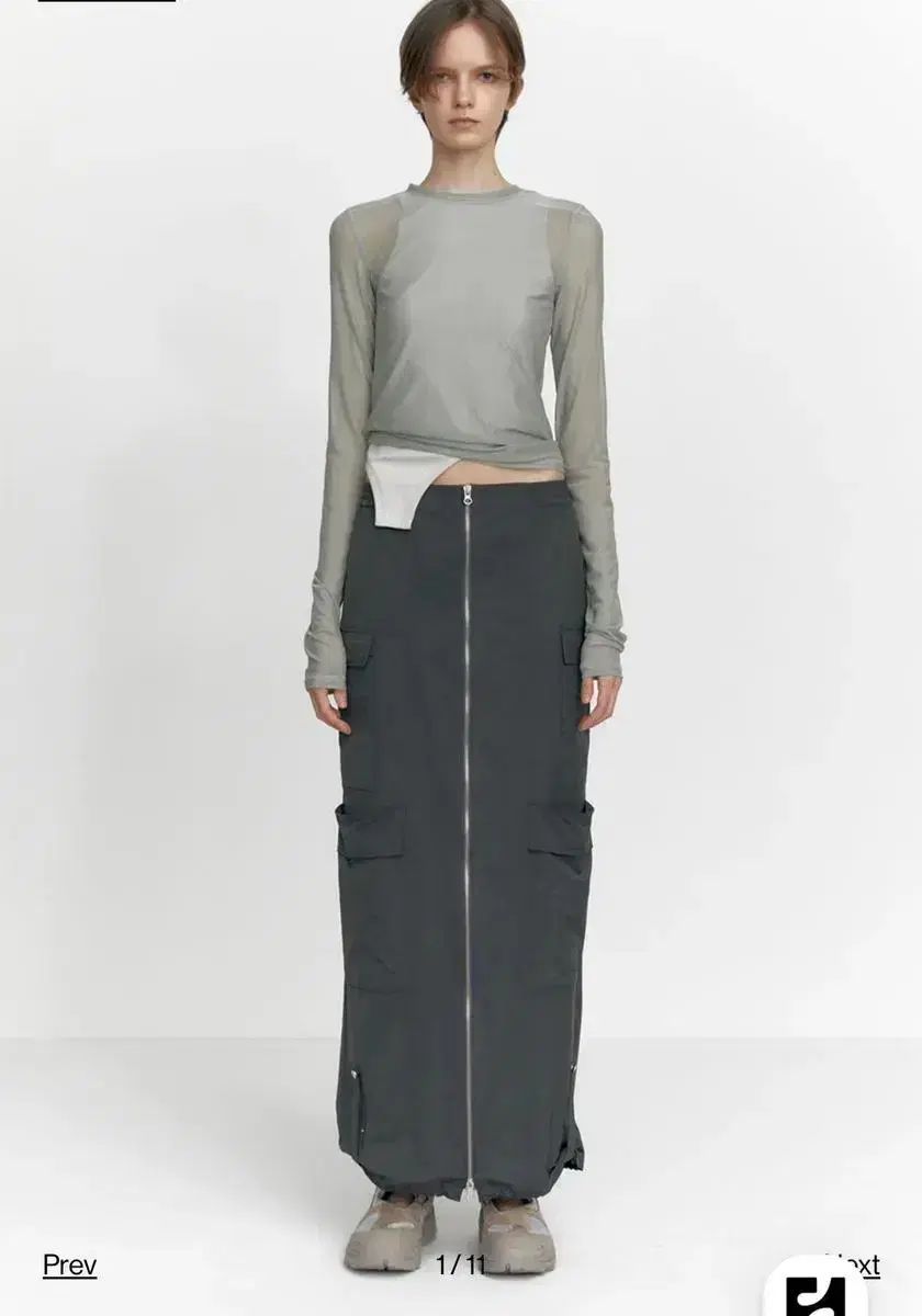 スタジオテーブル studiotable ジップアップ ポケット ロング丈スカート ディープグレー