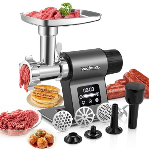 Poafamx 電動ミンサー500W タッチスクリーン付き 4/7mm/円盤型