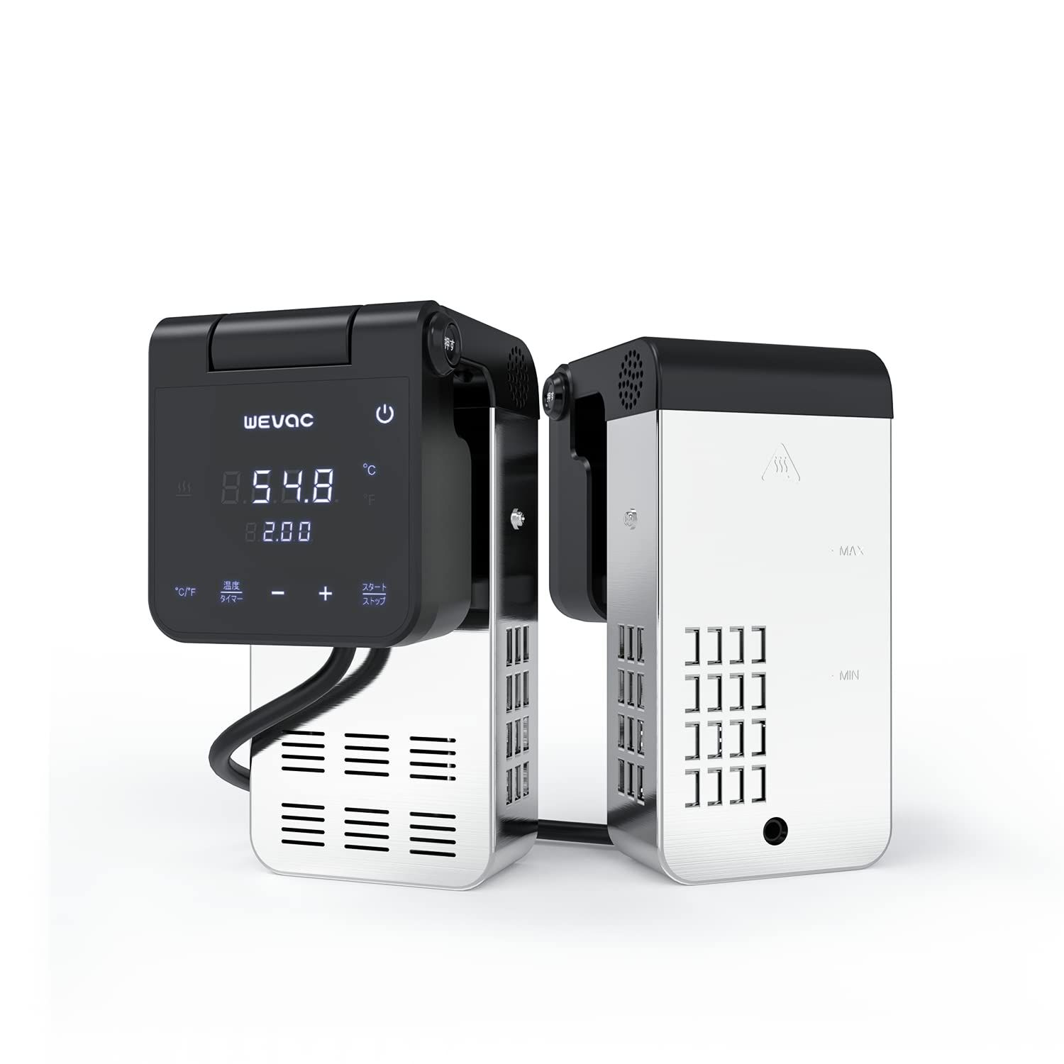 Wevac 低温調理器 1100 W スロークッカー 低温調理器具 低音調理機 低温でクッカー 温泉たまご ローストビーフ 大画面設計 折り畳み式 電子件を湯気から離し 小型収納便利 レシピ集付属 日本語取扱説明書 メーカー保証１年で安心にお使い頂ける