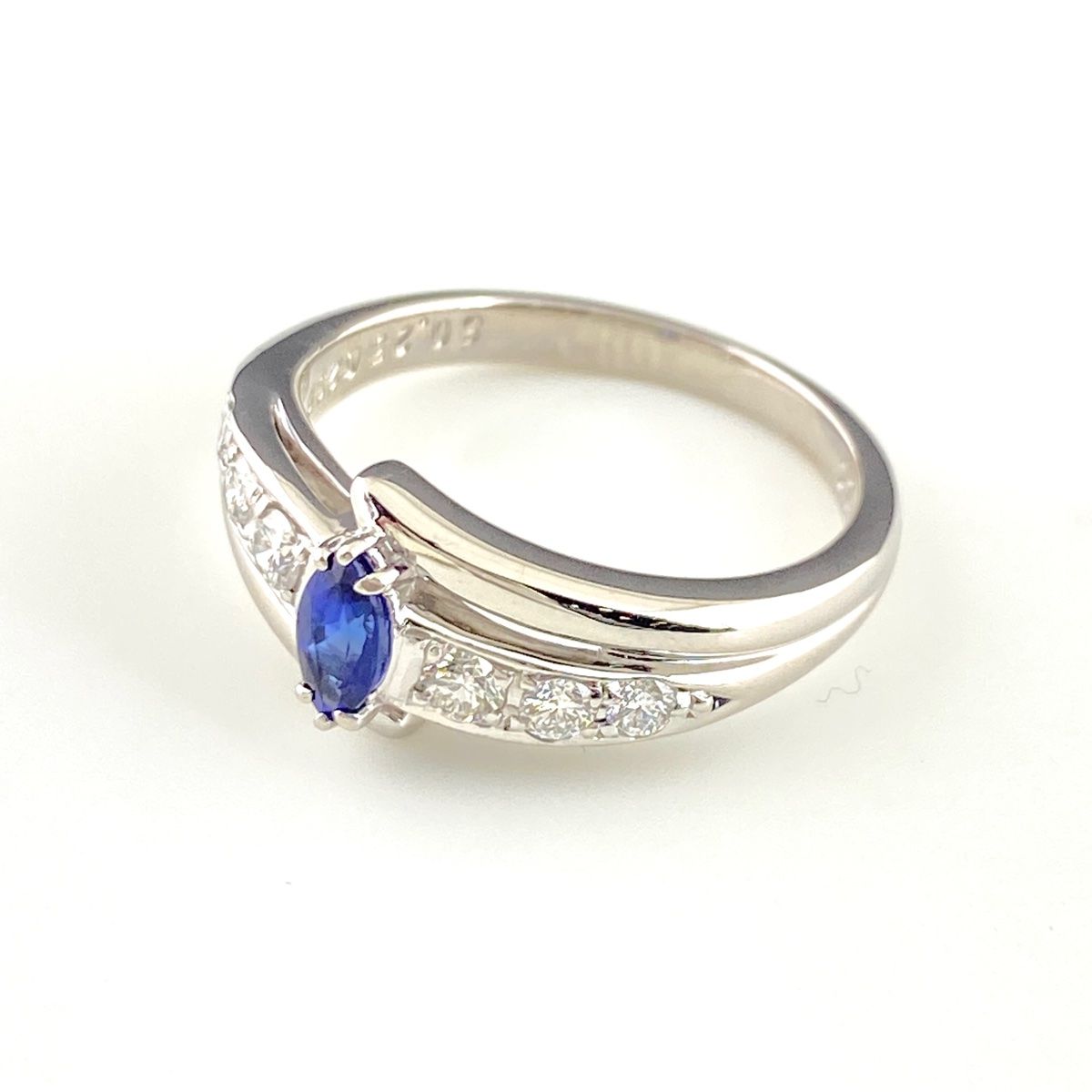 ポーラ POLA サファイア デザインリング プラチナ 指輪 メレダイヤ リング 13号 Pt 900 ダイヤモンド レディース