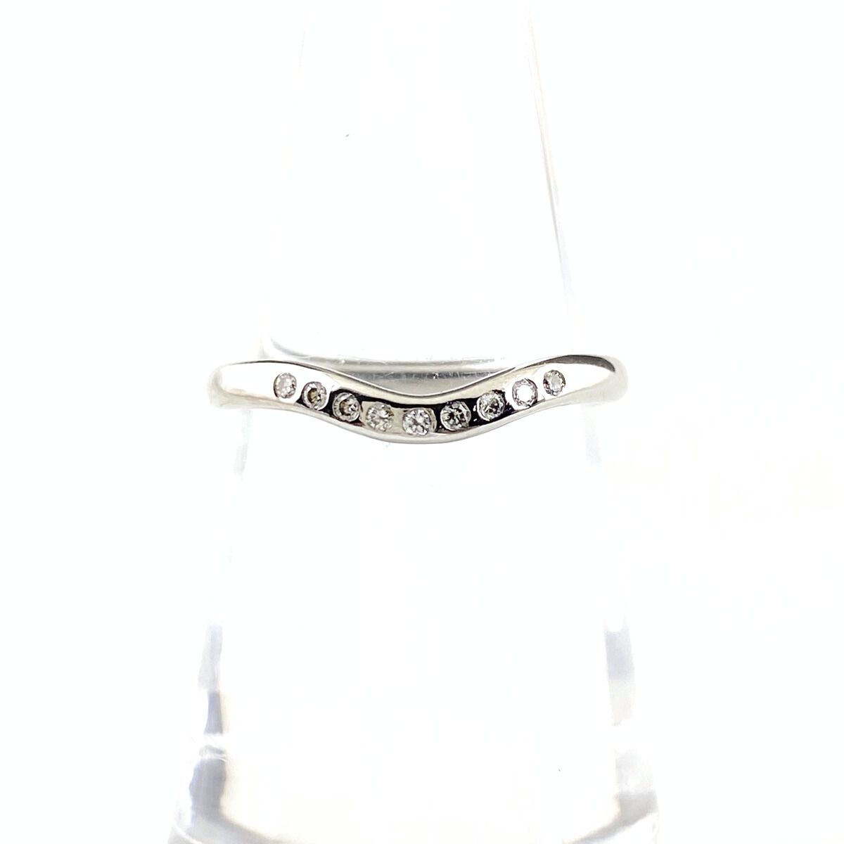 ティファニー TIFFANY-Co. カーブバンドリング プラチナ メレダイヤ 指輪 リング 9号 Pt 950 ダイヤモンド レディース