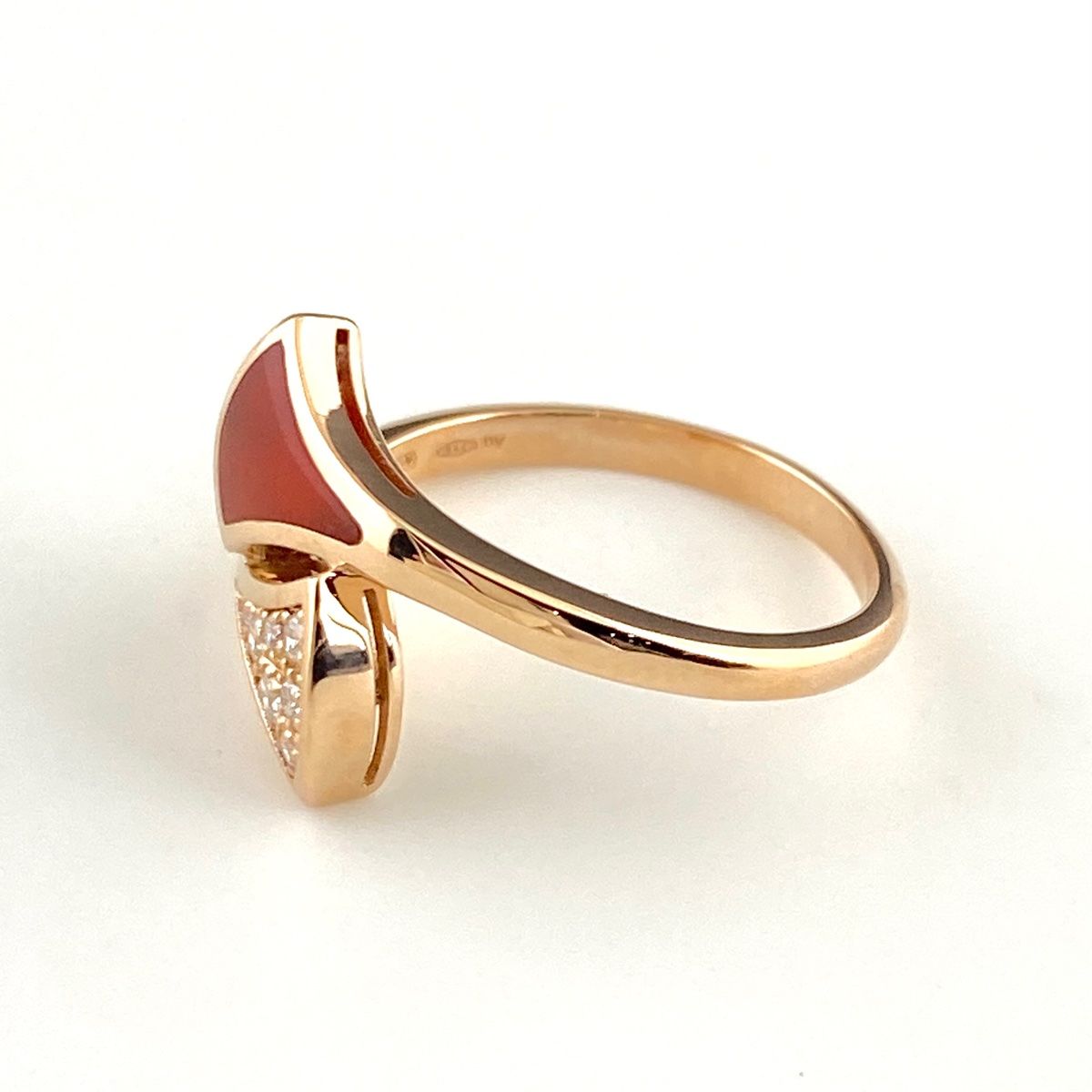 ブルガリ BVLGARI ディーバドリーム カーネリアン リング PG ピンクゴールド 指輪 メレダイヤ 13号 750 ダイヤモンド レディース