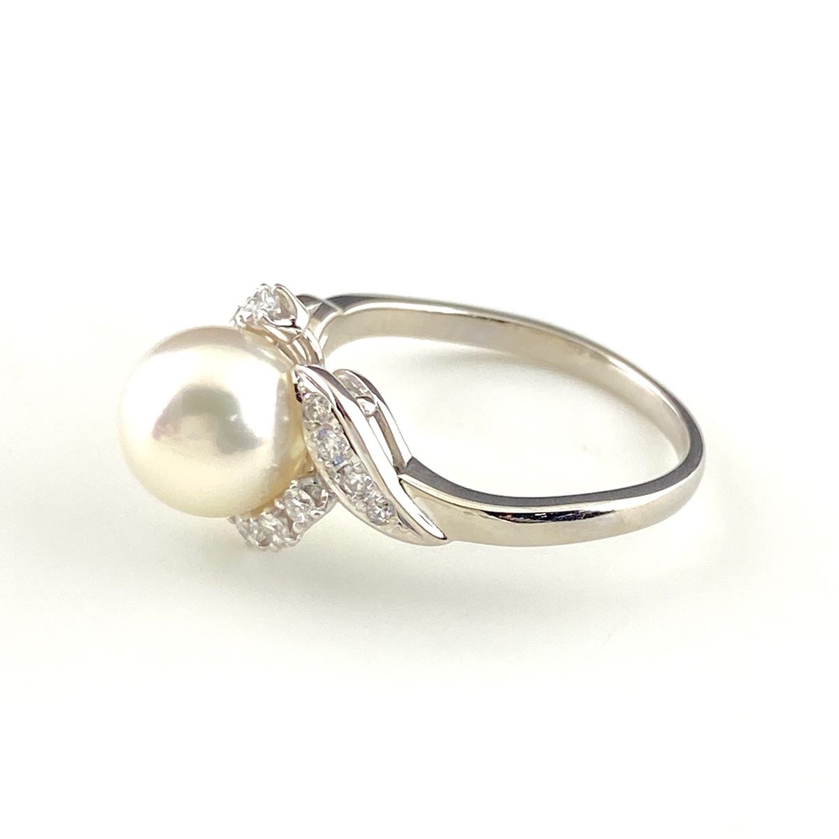 ミキモト MIKIMOTO パール デザインリング プラチナ 指輪 メレダイヤ