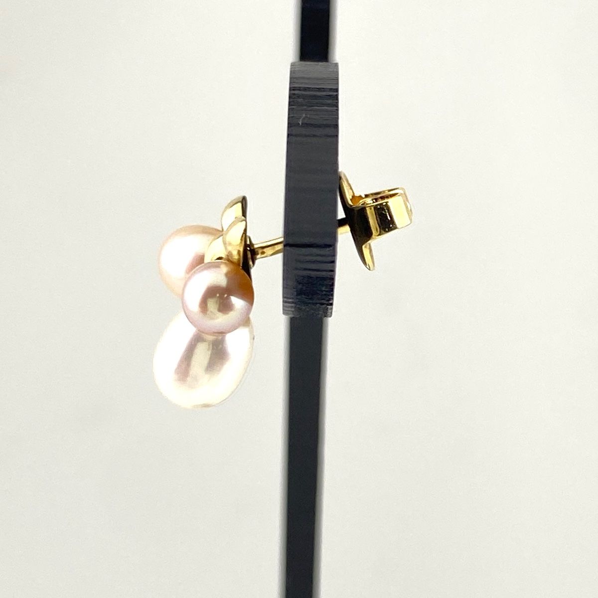 ミキモト パール デザインピアス YG イエローゴールド 真珠 ピアス K 18 レディース