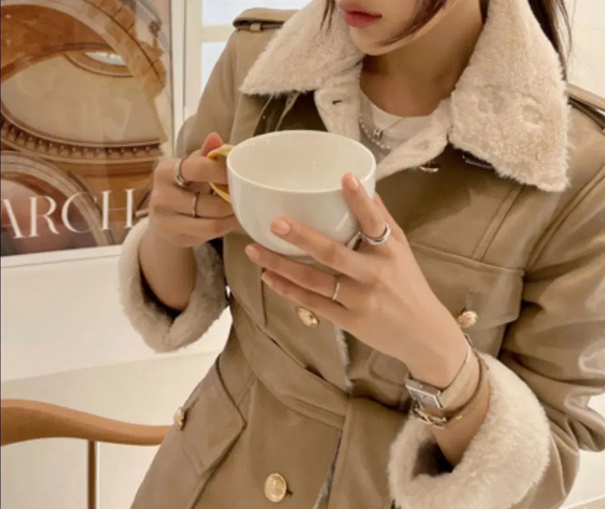 ムートン エトープベージュ コート アウター 冬コート ロングコート ムートンジャケット ファージャケット