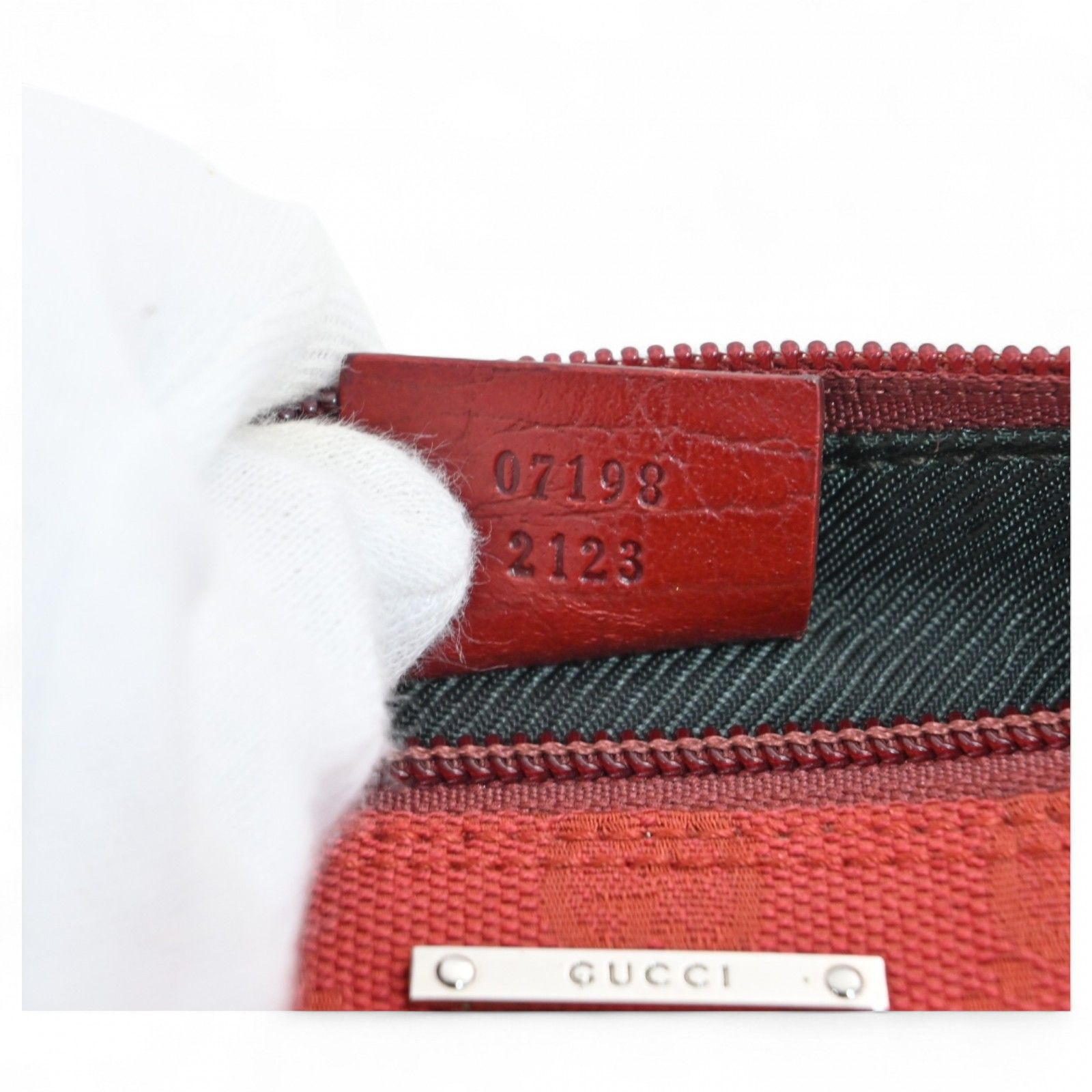 グッチ GGキャンバス アクセサリーポーチ ハンドバッグ レッド Aランク