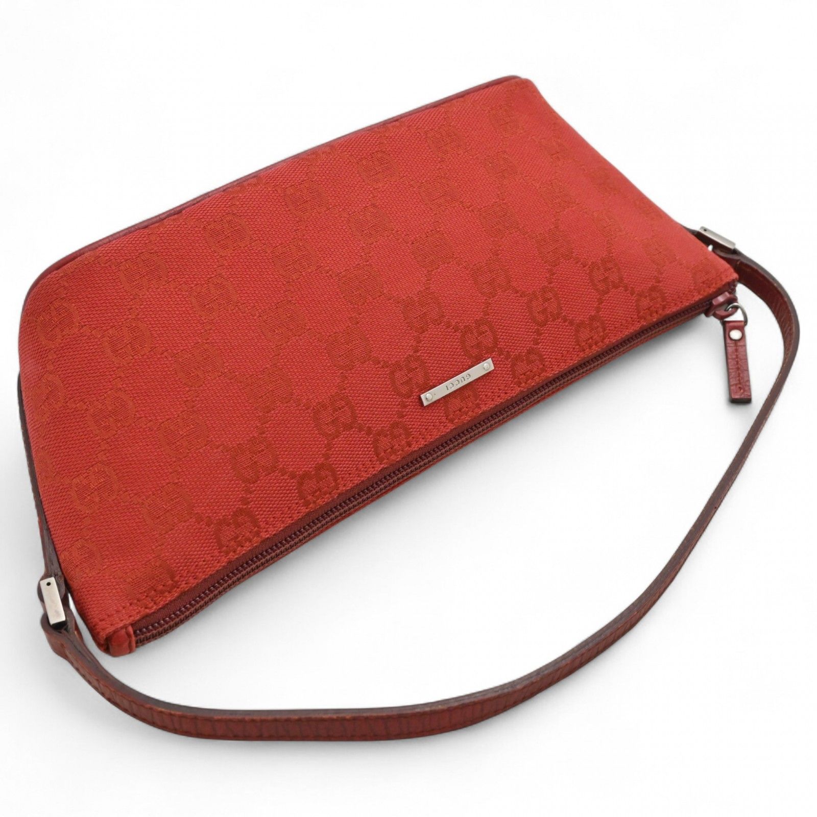 グッチ GGキャンバス アクセサリーポーチ ハンドバッグ レッド Aランク