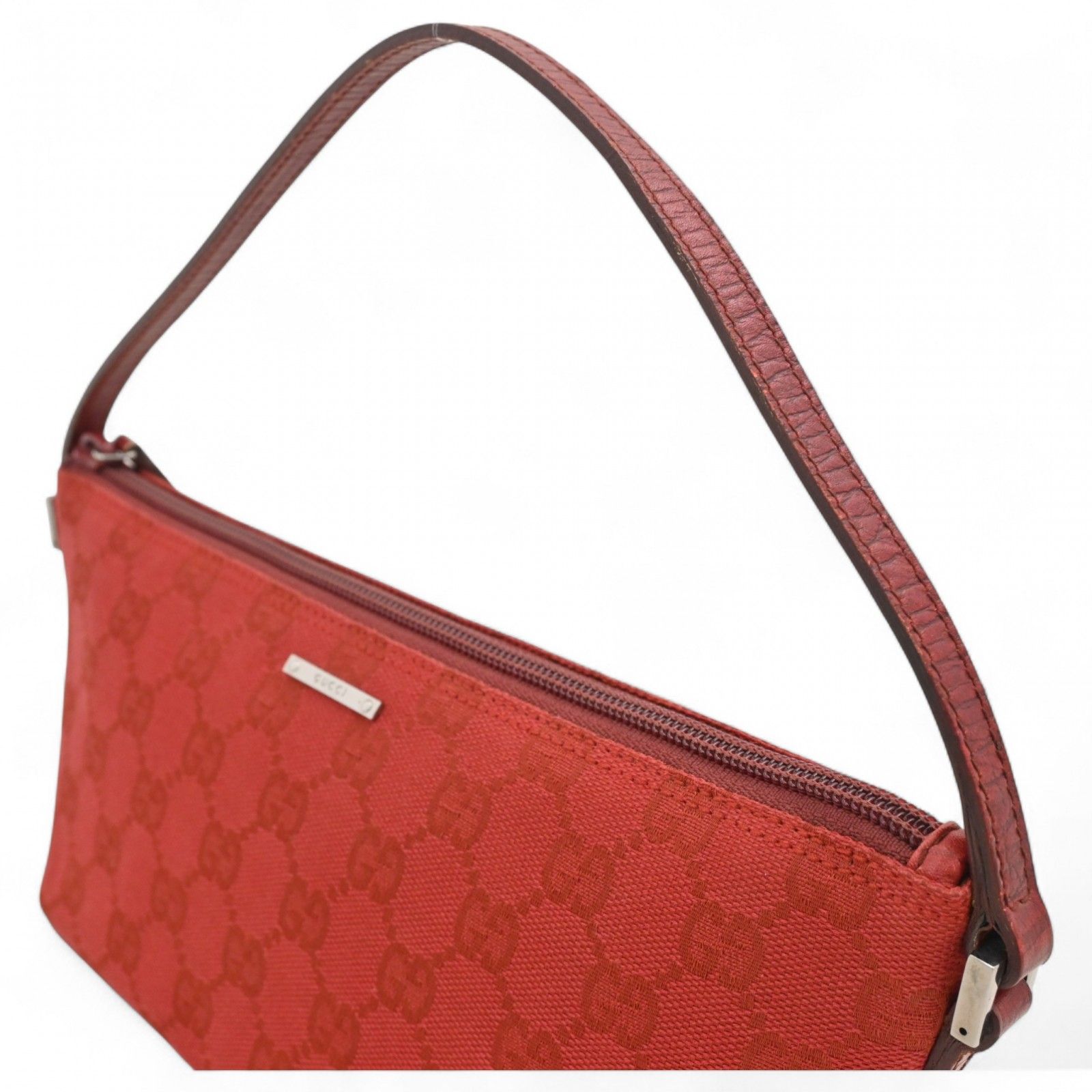 グッチ GGキャンバス アクセサリーポーチ ハンドバッグ レッド Aランク