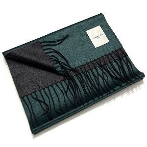 PIACENZA ピアチェンツァ マフラー ダークグリーン×ダークグレー ダブルフェイス シルクカシミヤ プレゼント ギフト バレンタイン