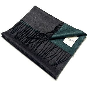 PIACENZA ピアチェンツァ マフラー ダークグリーン×ダークグレー ダブルフェイス シルクカシミヤ プレゼント ギフト バレンタイン
