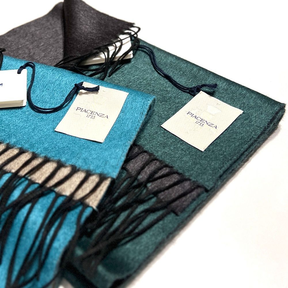 PIACENZA ( ピアチェンツァ ) マフラー ダークグリーン×ダークグレー