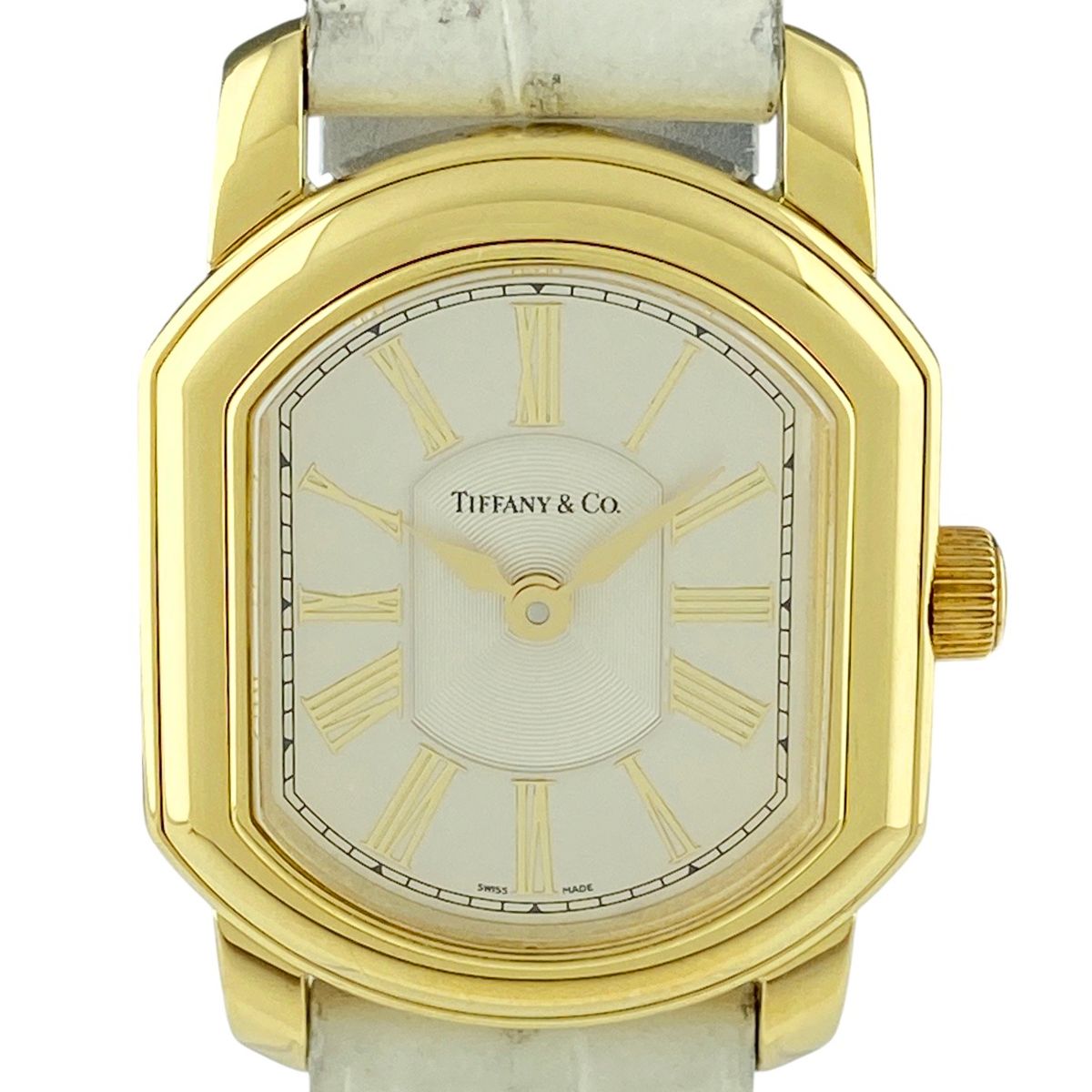 ティファニー TIFFANY Co マーククーペ 腕時計 YG レザー クォーツ レディース