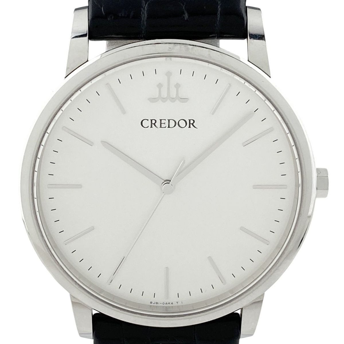 セイコー SEIKO クレドール 8 J 81-0 AH 0 腕時計 SS レザー クォーツ シルバー メンズ