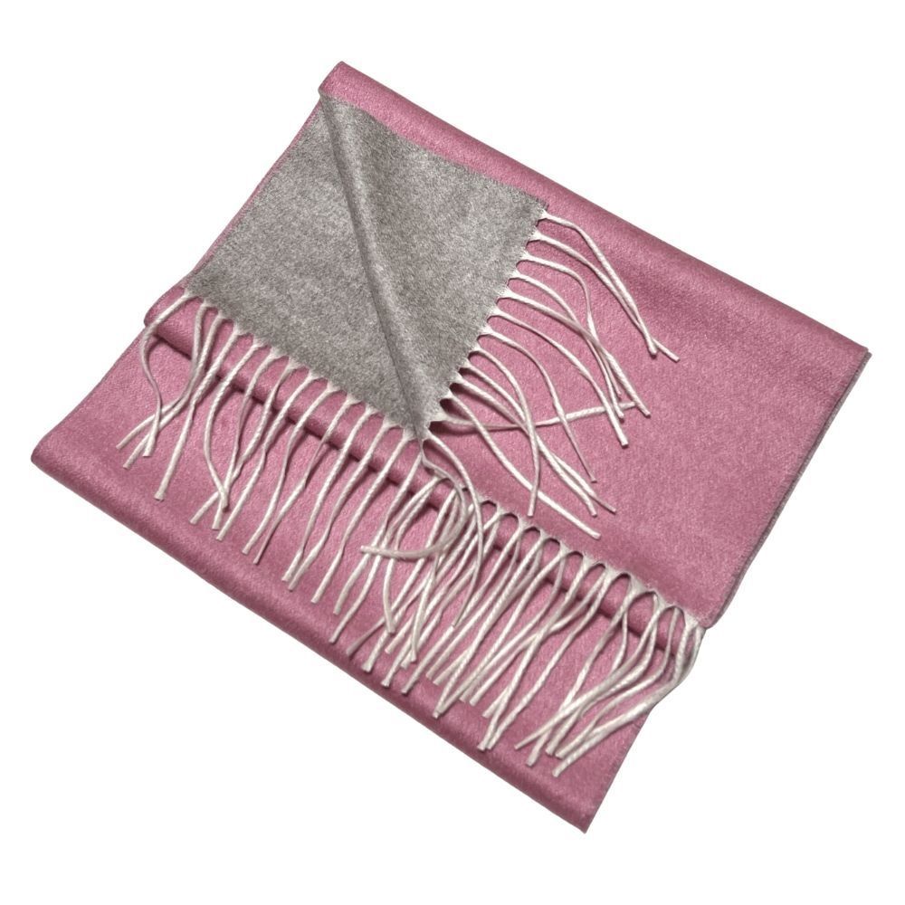 PIACENZA ピアチェンツァ マフラー ライトグレー×ピンク ダブルフェイス シルクカシミヤ プレゼント ギフト