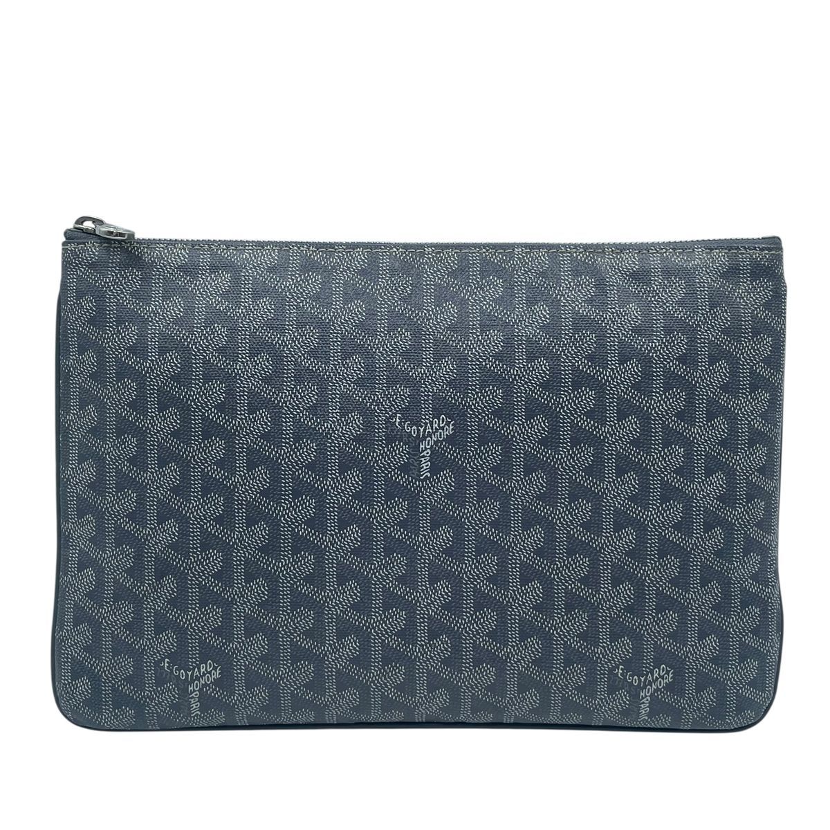GOYARD ゴヤール セナMM クラッチバッグ グレー ヘリンボーン柄 フラットポーチ メンズ MK