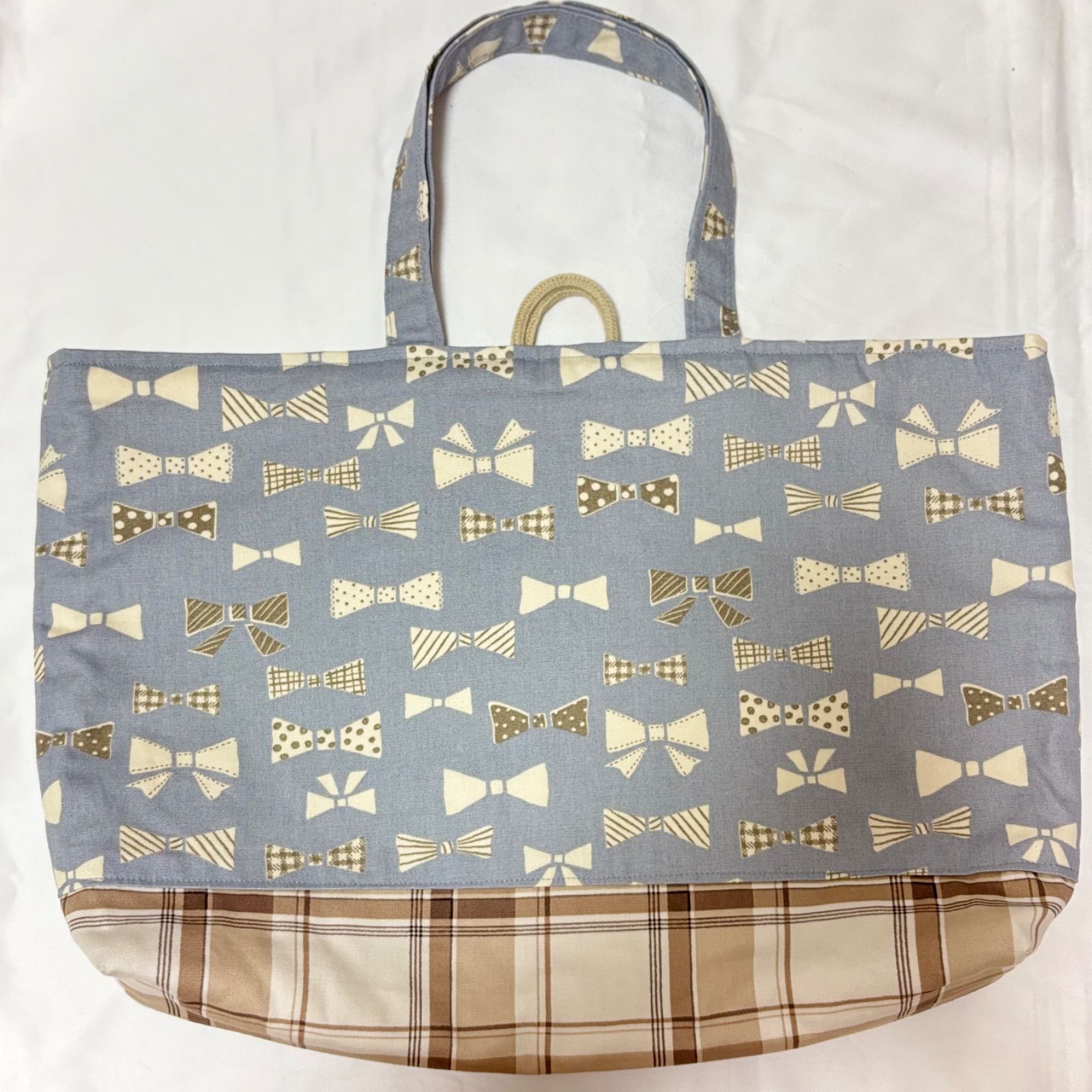 くすみブルー》リボン柄×タータンチェック 入学4点セット レッスン