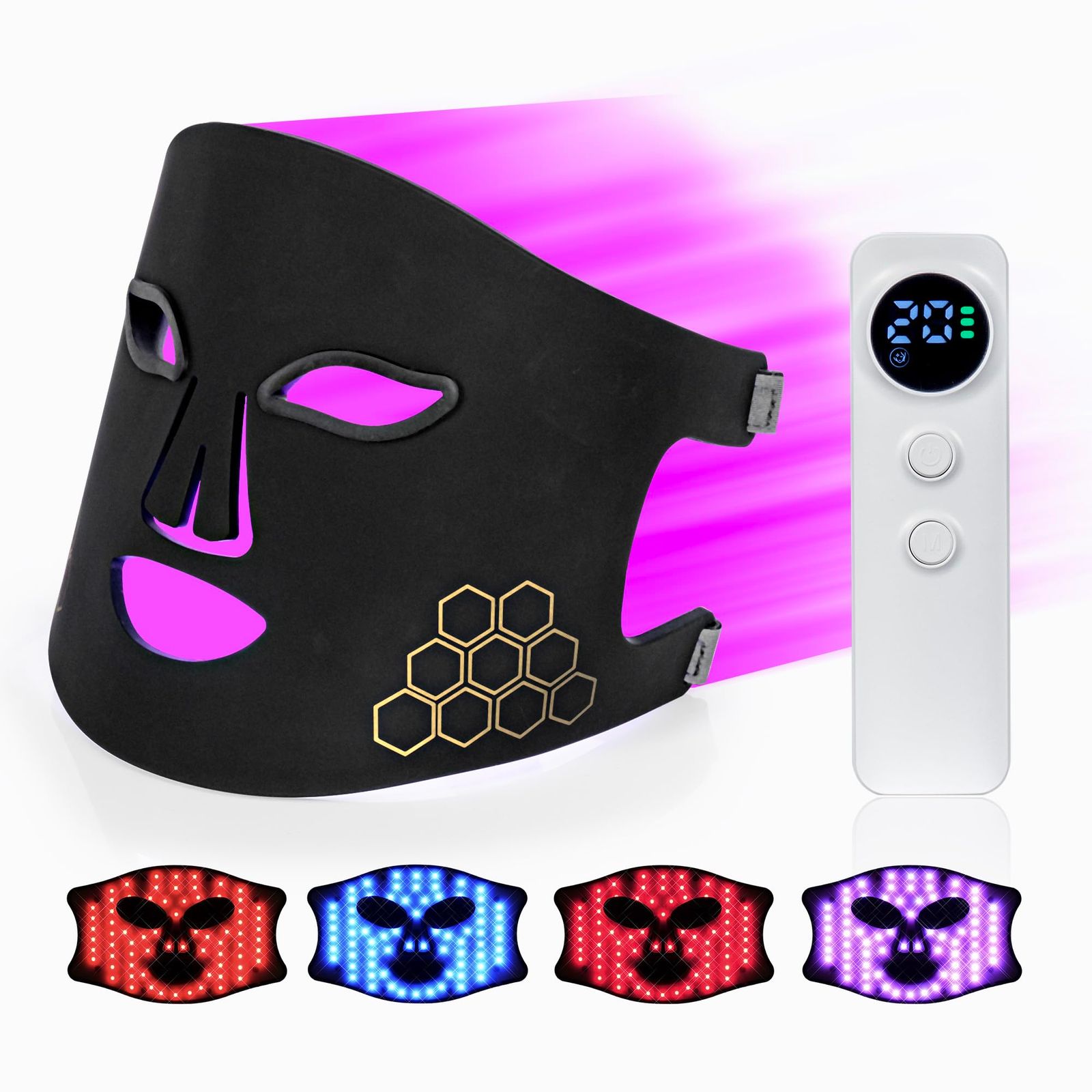 Derlights LED美顔マスク 赤色ライトマスク スキンケア フェイスケア タイマー機能 女性用スキントリートメントマスク近赤外線