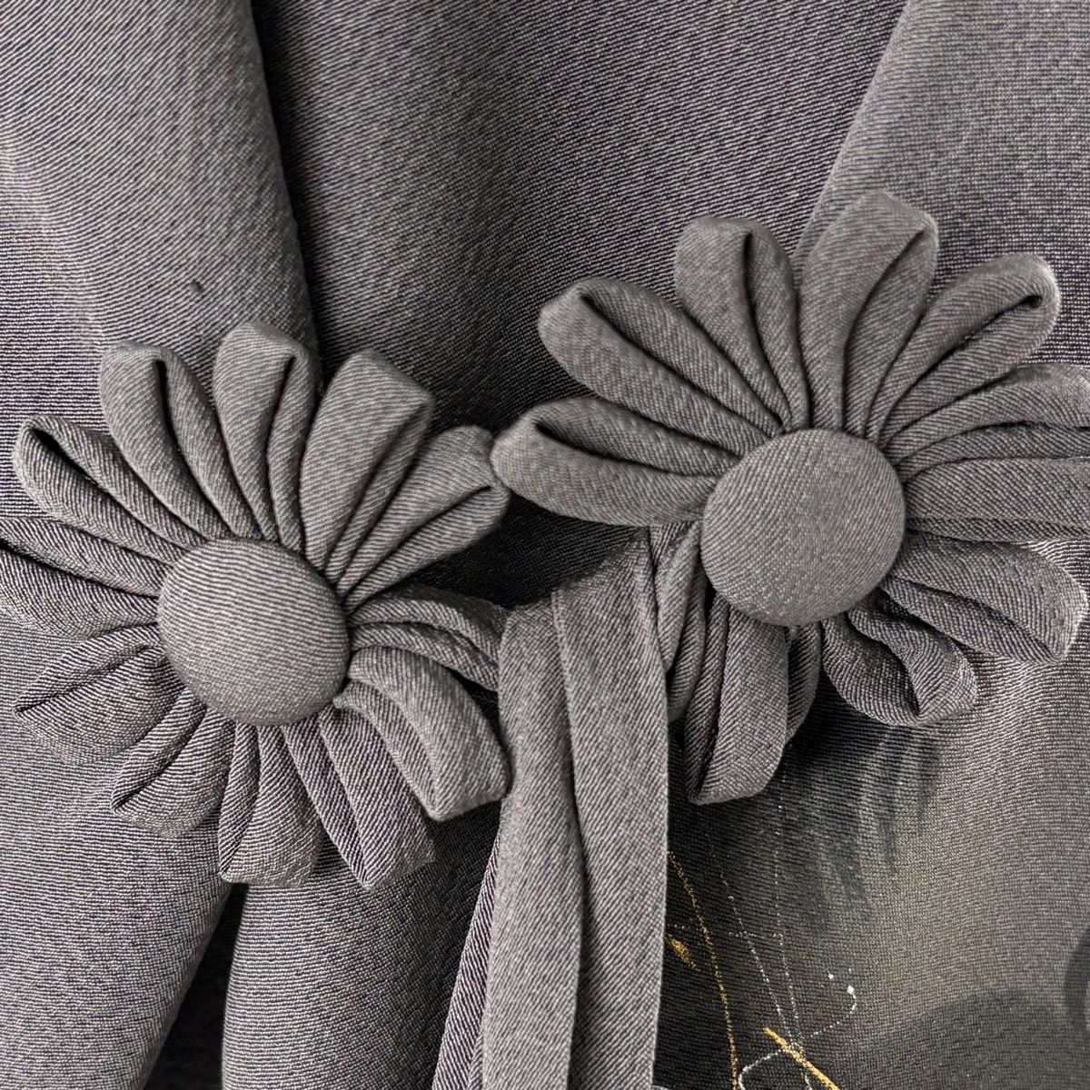  道中着 身丈102 cm 裄丈64 5 M 和装コート 落款 幾何学 金銀彩 刺繍 灰茶 正絹 羽織 着物 浴衣