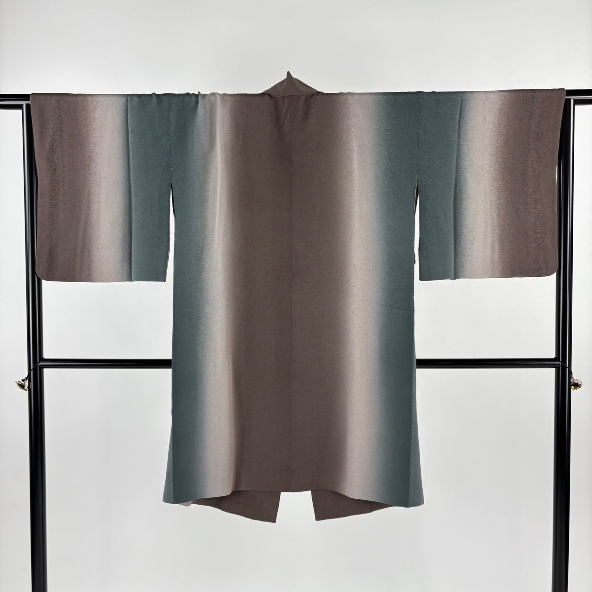 道中着 身丈99 cm 裄丈66.5 M 和装コート 着物衿 縦ぼかし 縮緬 焦茶色 正絹