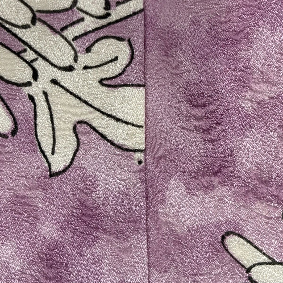 小紋 身丈154.5cm 裄丈62cm S 袷 菊 幾何学 薄紫 正絹 優品 【中古