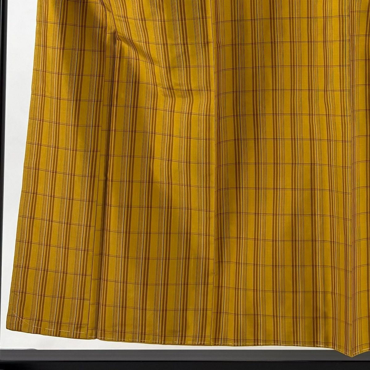 紬 身丈155 cm 裄丈66 M 袷 格子 山吹茶色 正絹