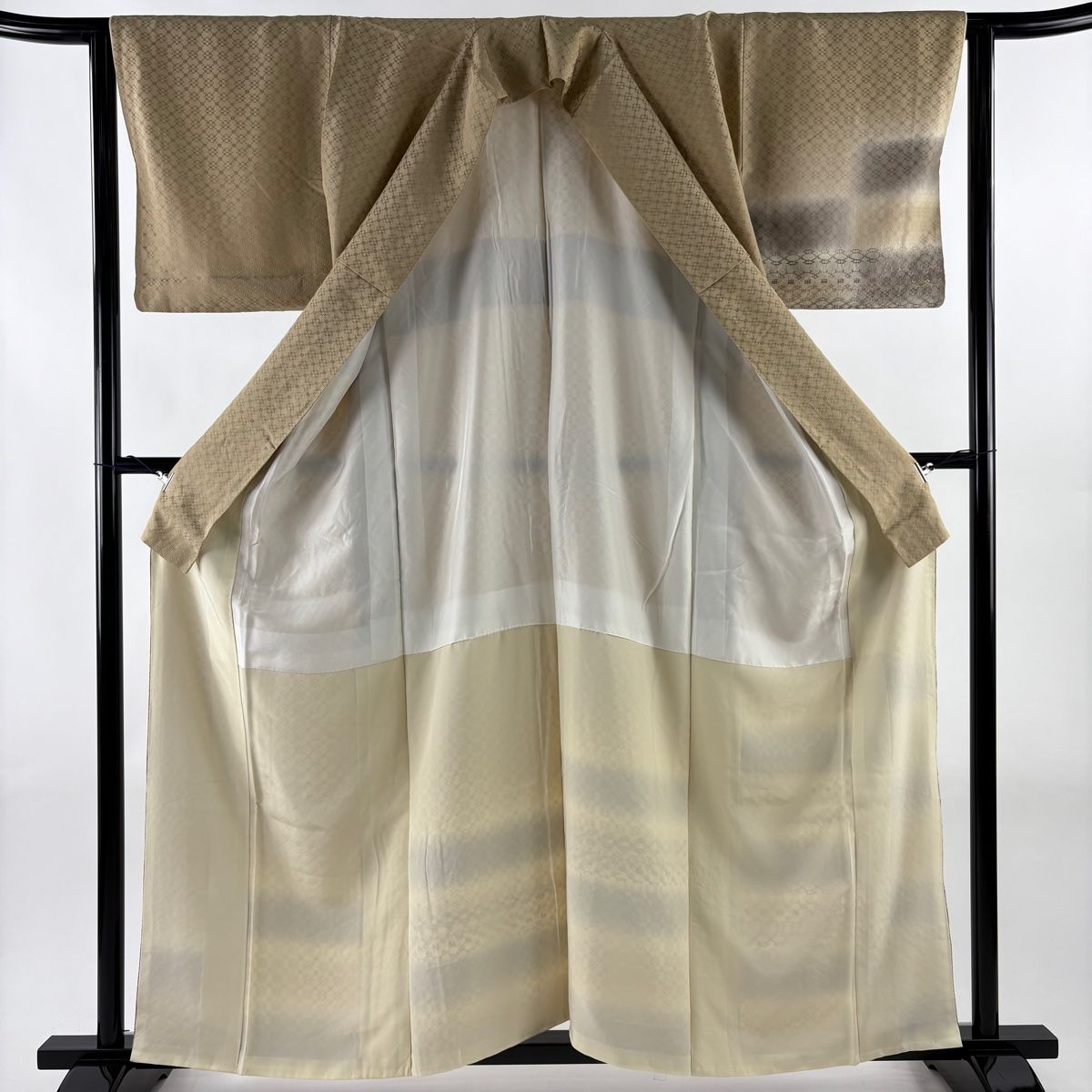 美品】 付下げ 身丈159.5cm 裄丈63.5cm S 袷 段縞 幾何学模様 ぼかし