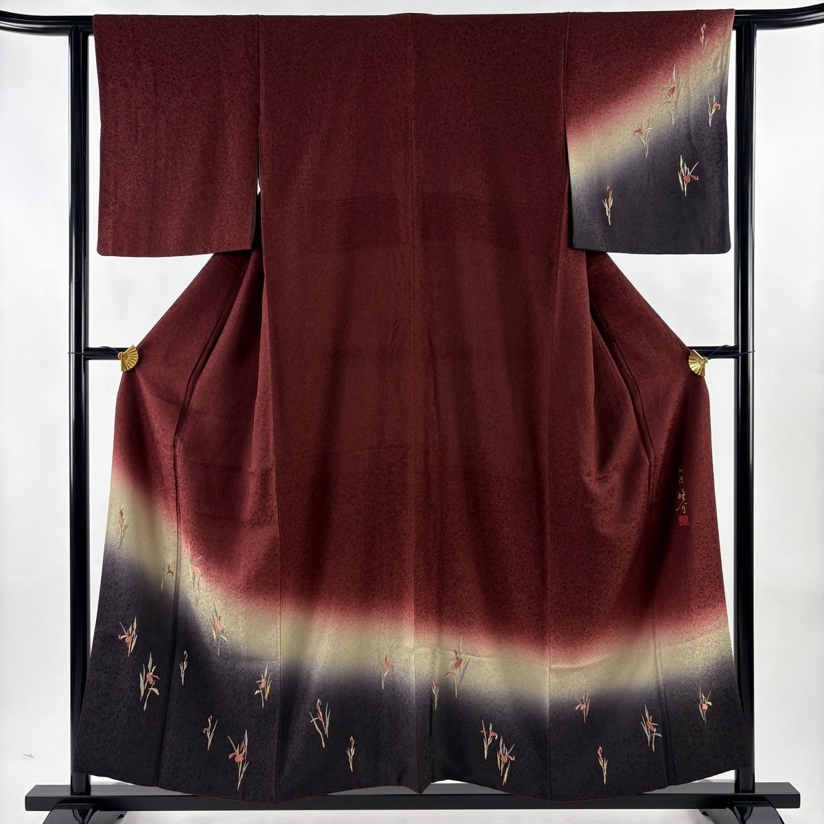 美品】 付下げ 身丈155.5cm 裄丈62cm S 袷 丹下雄介 やまと 落款 草花
