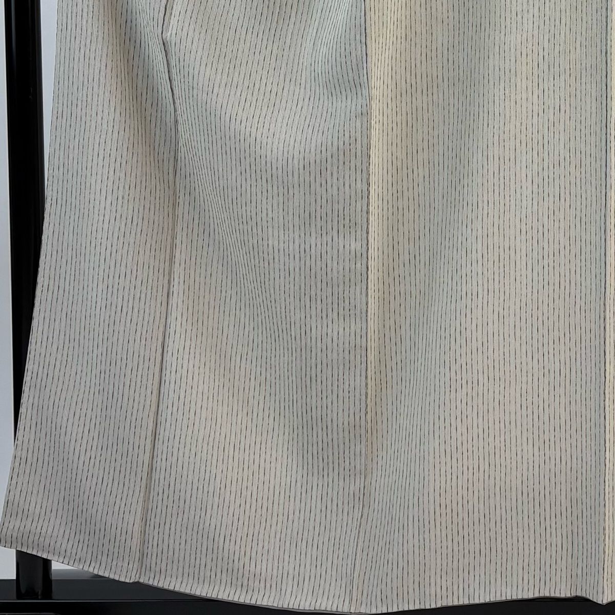 お召 身丈156 5 cm 裄丈68 L 袷 縞 灰茶 正絹 秀品