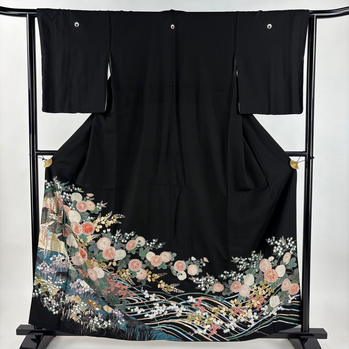 専用　未使用近い　美品　袷　正絹　作家　黒留袖　フルセット　身丈161 裄丈65 黒留袖 身丈160cm 裄丈63.5cm S 袷 几帳 菊 金糸 金銀彩 黒 正絹 秀品