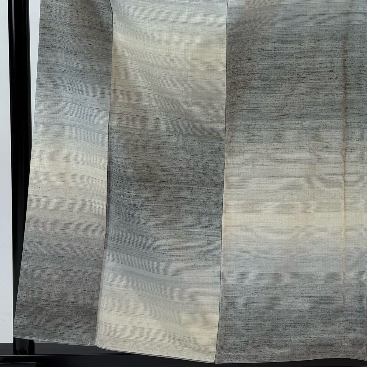 紬 身丈158 cm 裄丈63 S 袷 段縞 灰色 正絹 秀品