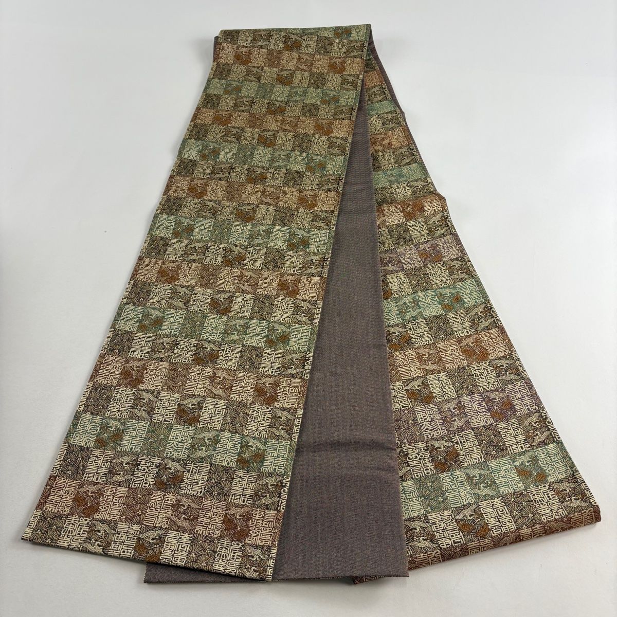 美品】 袋帯 秀品 鶴 蓑亀 箔 焦茶色 六通 正絹 【中古】 - メルカリ