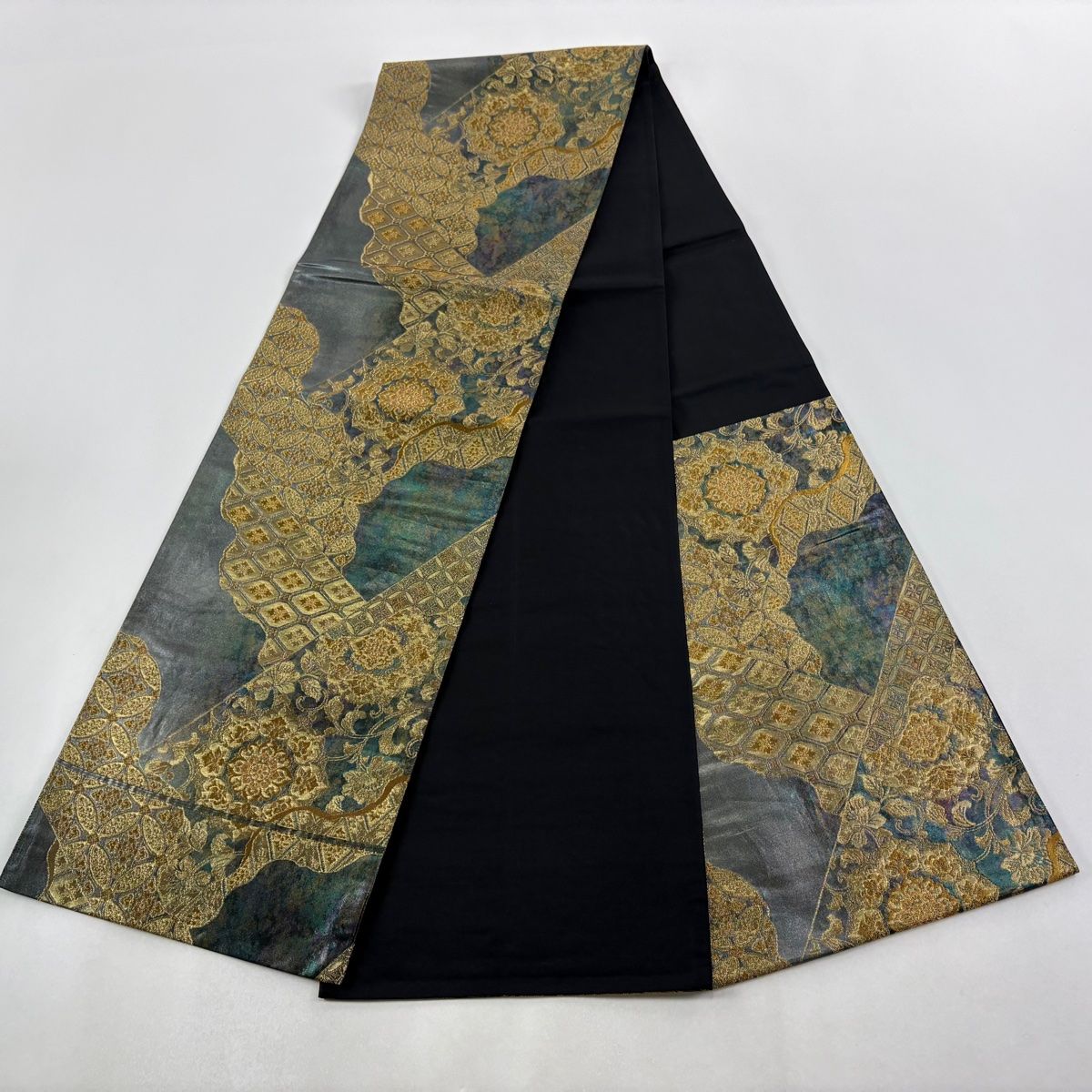 袋帯 秀品 正倉院裂取華文 金糸 箔 青緑 六通 正絹 【中古】 - メルカリ